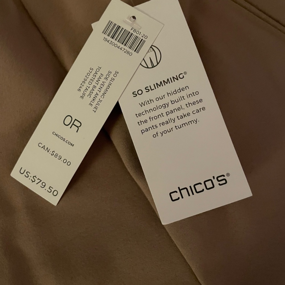 Chico’s So Slimming Juliet Slim Leg Pants NWT